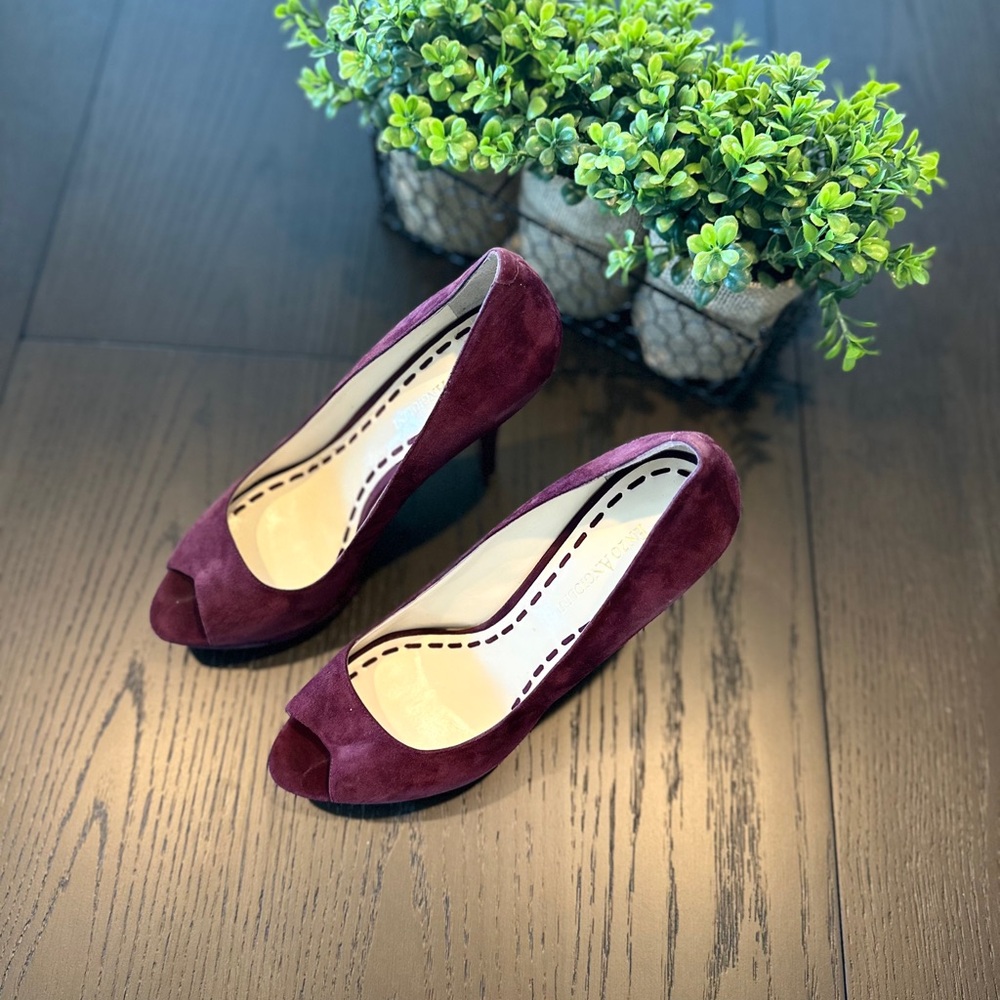 Enzo Angiolini Deep Red Peep-Toe Heels